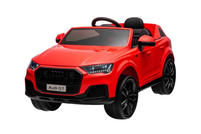 Elektroauto fur Kinder Audi Q7 rot Einsitzer Einzelradaufhangung 12 V Batterie Fernbedienung 2 x 35 W Motor LED Leuchten MP3 Player mit