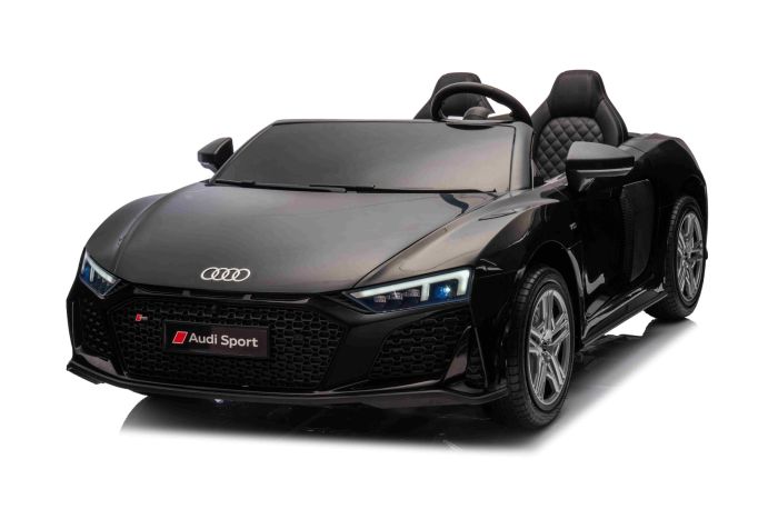 Elektrisches Kinderauto Audi R8 SPYDER Zweisitzer 24V schwarz MP3 Player mit USB AUX und Bluetooth Batterie 24V 14Ah 2 x 200W Motoren EVA Rader