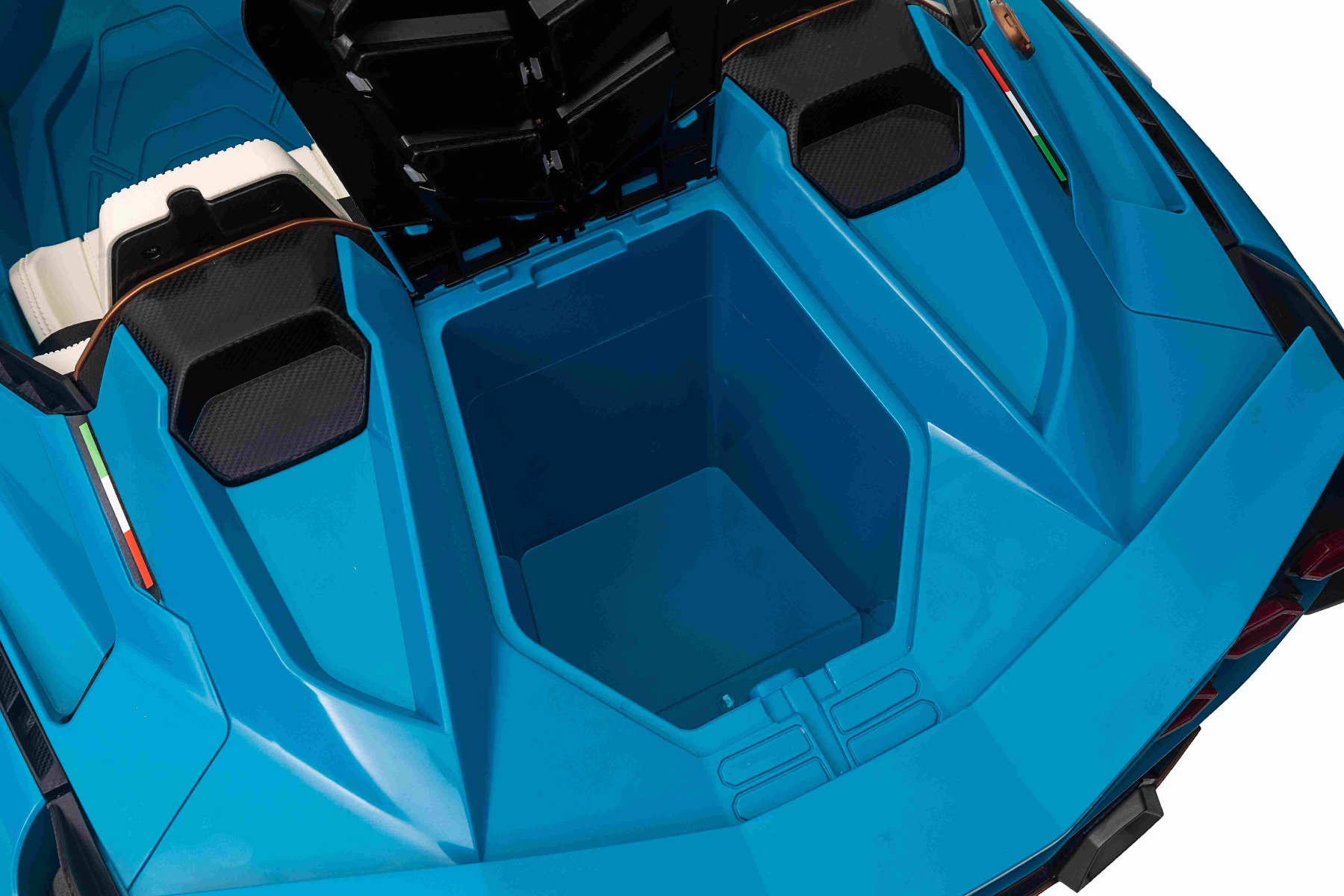 Elektro-Rutschauto Lamborghini Sian 4X4, blau, 12 V, 2,4 GHz-Fernbedienung,  USB-/AUX-Eingang, Bluetooth, Federung, vertikal öffnende Türen, weiche  EVA-Räder, LED-Leuchten, ORIGINAL-Lizenz